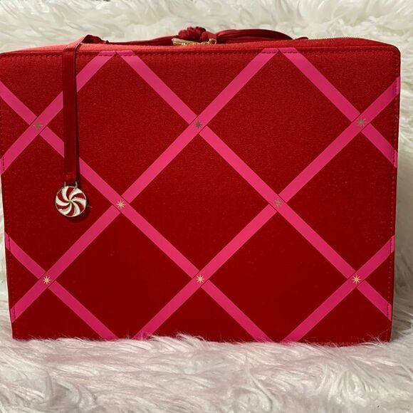 ESTEE Lauder Makeup case train case zip closure bow handle candy charm NEW - Picture 14 of 14
